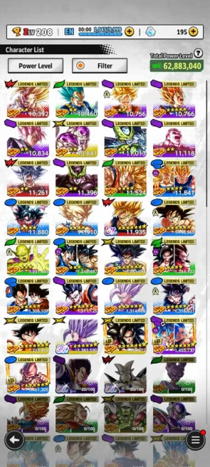 UL Gohan Beast 8S+ 27 LL (Buu kid 8s+ss4 Goku+Goku mini+Goku Uis+gohan pur+Bardock+GokuVegeta) Have Equip- ANDROID-IOS-BANDAI (812)
