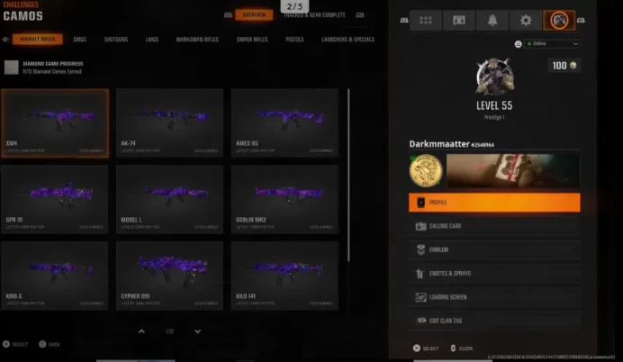 Dark Matter Full legit Hard unlock PS5 (ONLY CONSOLE)  33 Dark Matter  Hard unlock READY PRESTIGE 2 All guns metas - FFAR, LC-10, KRIG, HDR, 
