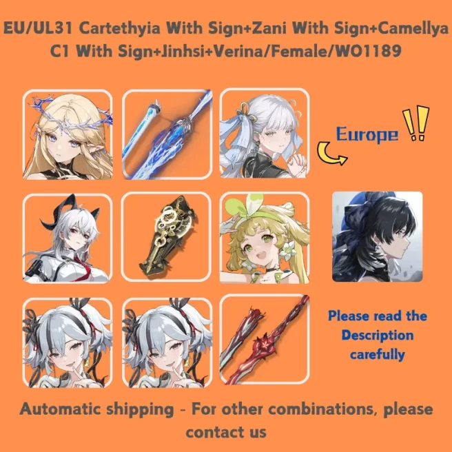 EU/UL31 Cartethyia With Sign+Zani With Sign+Camellya C1 With Sign+Chisa+Jinhsi+Verina+Lingyang/WO1189