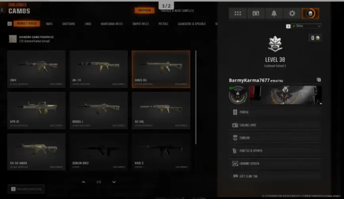 BO6 LEVEL 38  7 DIAMOND CAMOS On Gun Ranked Ready instant delivery ACTIVISION Accounts