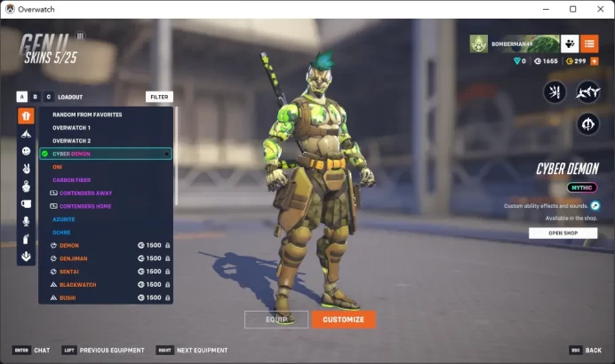 GENJI / CYBER DEMON /  6 Gold Weapons / Full Mail Access / see the picture / Please Read Description  / nbaz