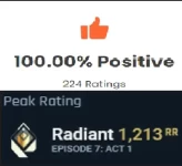  RadiantPeak1000RR  VALORANT BOOSTING (READ DESCRIPTION WRITES ME)!!!!!!!!!! +1000 COMPLATED ORDER