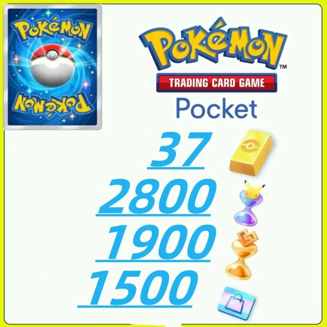 Global Server /1355draws - Pokémon Gold Bricks*37 - Pack Opening Hourglass*2800- Challenge Hourglass*1900- Store coupon*1500--Real Scene Card