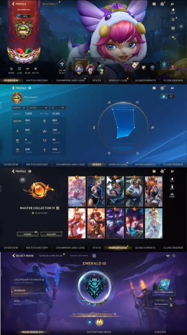 Level 223 / NA /EMERALD/ 161 Skins/ 127 Champion / Full Access