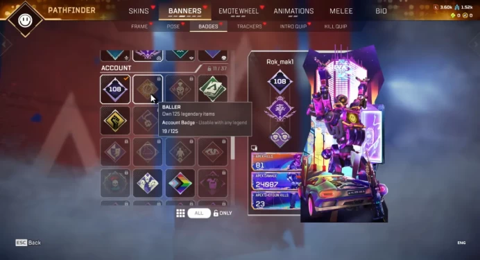 EA/PSN Apex Legends 108 LVL / 19 Legenday / Peak Performer / Terminated / Full Acces