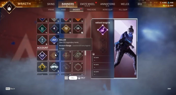 EA/PSN/STEAM Apex Legends 115 LVL / 7 Legenday / Ace Of Sparks / The Flowrider / Full Acces