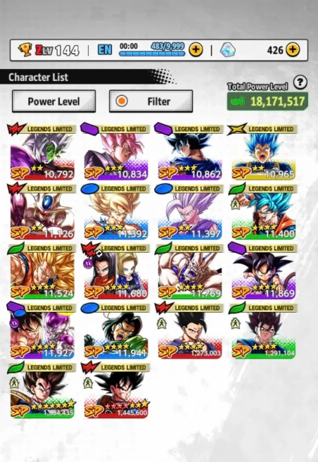 D591-IOS+Android-Full Team Part 2+UL Hit+18 Legends Limited+Good Equipment+New LL Goku 12 Red Star+Vegeta+Vegito Green+Ultimate Gohan+Namek Goku
