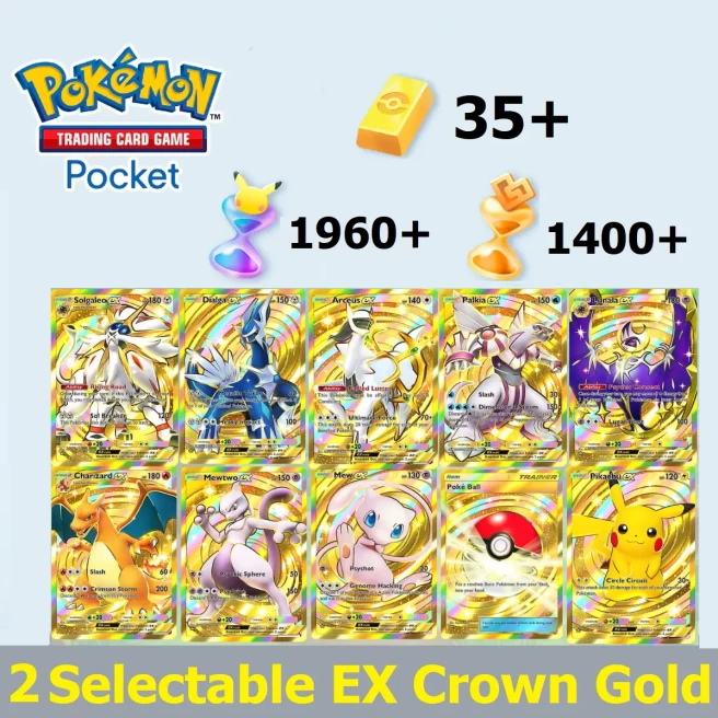 [GLOBAL]Pokemon TCG Pocket Starter Account with 2 Selectable EX Crown card & 35+ Pokégold & 1960+ Pack Hourglass & 1400+ Wonder Hourglass