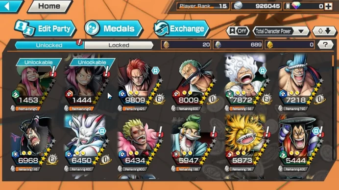 Meta [Luffy G5 Lv 71, Yamato Lv 60, Doflamingo Lv 80, Animal Kaido, Shanks,Oden, ETC]|Log Bandai|Check ss (OPBR746)