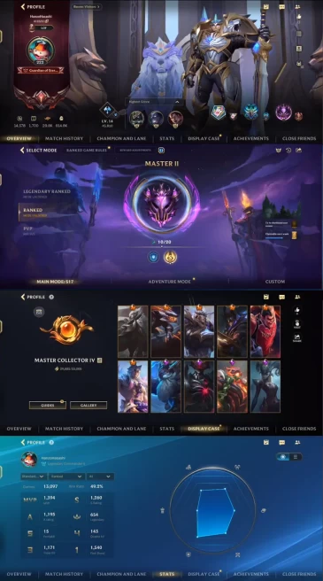 Level 222 / Europe and Asia /MASTER/ 139 Skins/ 1 Mythic /127 Champion / Full Access