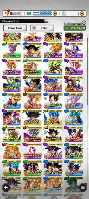 559m Power- UL Turles+39 LL (Goku tree+ss3 Goku+Goku kid+GokuBardock+Jiren+zamasu+ Sparking good star+ Good Equip- ANDROID-IOS-BANDAI (821)