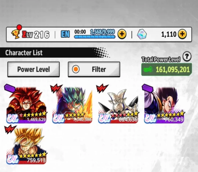 D611-IOS+Android-Vip Team Fusion+5 UL(SS4 Gogeta+Vegito)+37 Legends+Vip Equipment+2 Fusion+Vegeta&Goku Full Red Star+Good Team Ready PVP