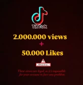 Tiktok 2.000.000 Views + 50.000 likes / Fast Delivery / Tiktok