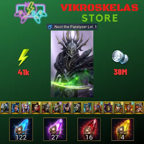 Starter with Noct + Shards : 122 Ancient, 27 Void, 16 Primal, 4 Sacred | Ninja + 12 Login Legendary | Mine max