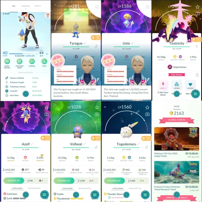 1492 LV40 Coin2163 Snorlax Jacket  Pikachu Rockstar Pikachu Saree Shundo Tyrogue GMax Toxtricity Bg Uxie100
