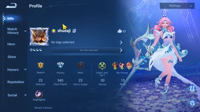Starter Hero 30 Skin 15 | Legend Butterfly, EpicDiaochan + Cai Yan, Honor Nuwa + Etc | Google | Check SS(HOK1285)