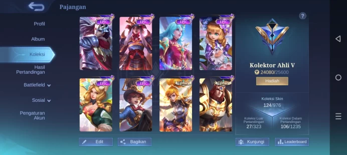 #ML.1062 Instant Delivery lvl 55 Hero 96 skin 124 android+ios+PC guaranteed+reliable+friendly 