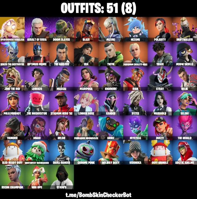 51 skins + Geralt + og acc