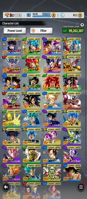 UL Majin vegeta+ 35 LL (Goku Uis FULL+Gohan pur+baby 2+ss4 gogeta+Ui goku+Goku god+GokuFrieza 9s+God ss Goku+TrunkVegeta)Good Equipment (825)