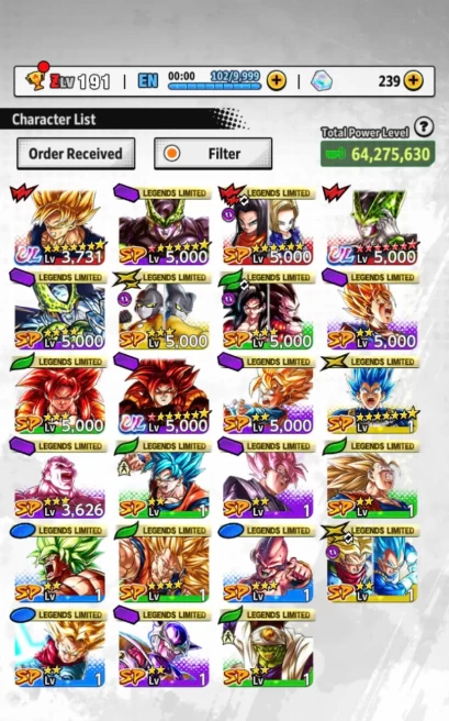 D622-IOS+Android-3 UL(UL Cell Full Red Star+SS4 Gogeta)+23 Legends+Equipment+Team Cell+Gammar+Android 17 18+Perfect Cell