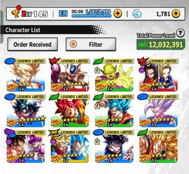 ANDROID 1K Crystals + Ultra Gohan Beast + 12 LL