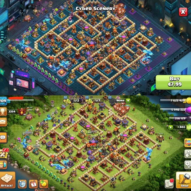 Th16, Xp 209, All Heroes Max [ 3 Rare Epic Max ] Nc Available, 1500 War Star, Full Defenses, 325 Wall Max, Full Rare Equipment, Android iOS