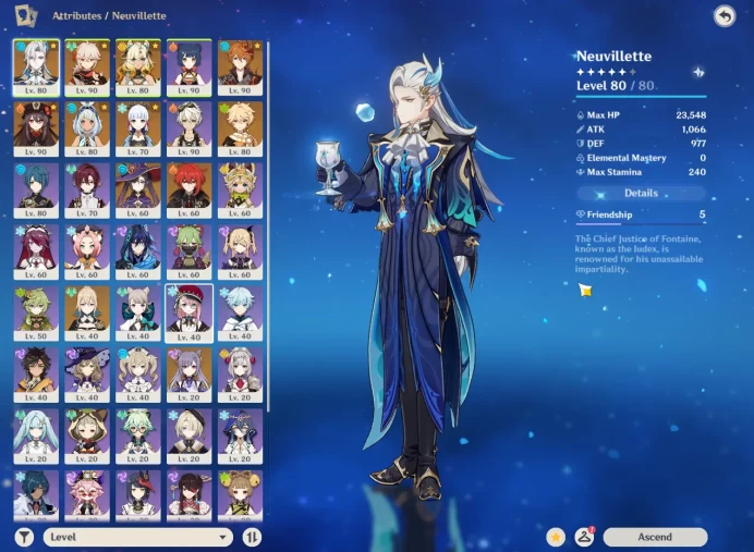 Asia |AR56|7 Limited + 4 [5Star's Weapon] Neuvillette+Sign,Xilonen,Hu Tao, High Pity Rate on ETC|Take Email| Check SS (GI1344)