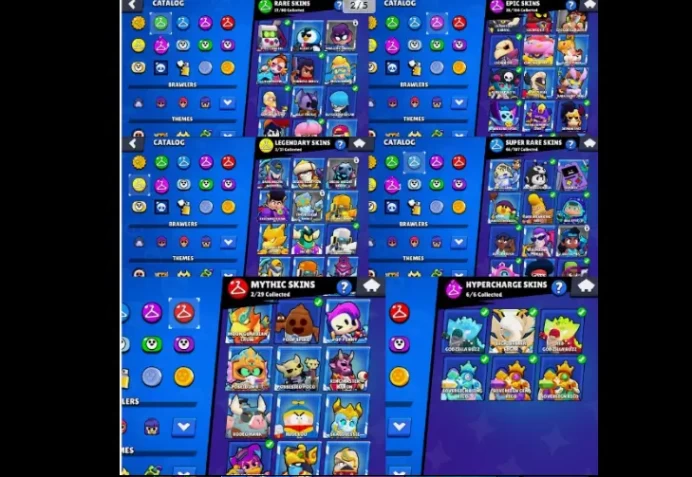 30K TROPHIES 76 BRAWLERS 121 SKINS 6 LEGENDARY 116 GEMS 12 MAX POWER 10983 POWER POINTS 3 MAX RANK 10467 BLINGS FULL ACCESS INSTANT DELIVERY 