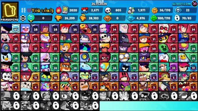 70 Brawler (6 legends): SPIKE + CROW + SANDY + AMBER + SURGE + KIT 3493 Coins 3 Gems 26299 HT Changeable Name Android & IOS