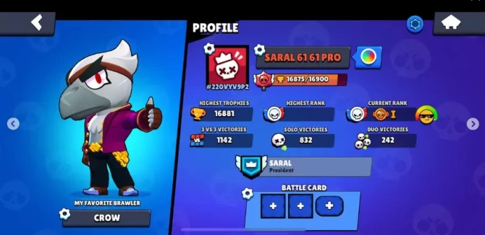 16 875 trophies 84 gems 48 brawlers 11 mythics SURGE CROW SPIKE