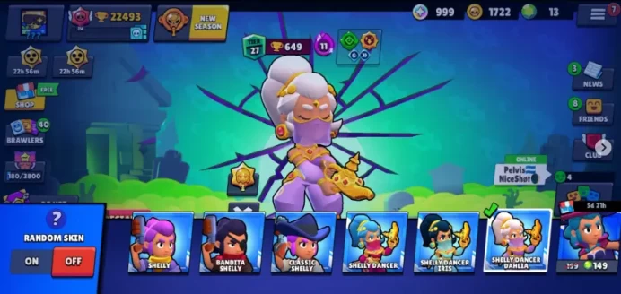 22493 TROPHY 7 LEGENDARY 67 SKINS 72 BRAWLERS (9 HYPERCHARGED AND 7 MAX LEVEL) 21 MYTHIC SURGE KONG (MAX LEVEL) PYRO SPIKE (HYPERCHARGED)