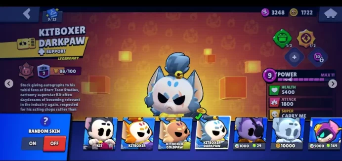 22493 TROPHY 7 LEGENDARY 67 SKINS 72 BRAWLERS (9 HYPERCHARGED AND 7 MAX LEVEL) 21 MYTHIC SURGE KONG (MAX LEVEL) PYRO SPIKE (HYPERCHARGED)