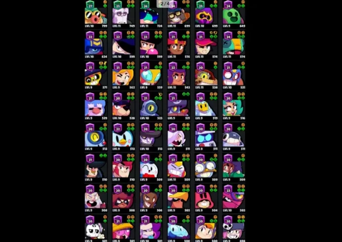 -4904 Gems  82 Brawlers  39.213 Trophies  92 Skins  11 Legends  26 Mythics  26 Epics  313 Gold  1747 Blings