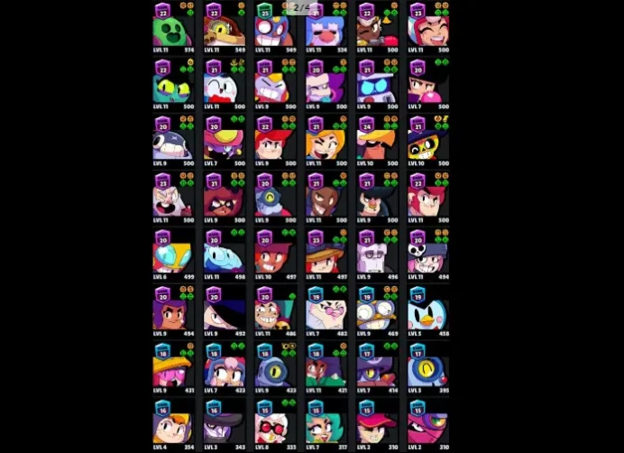 67 Brawlers 26.281 Trophies 29 Skins 7 Legends 20 Mythics 21 Epics 44380 Gold 197 Gems 7976 Blings