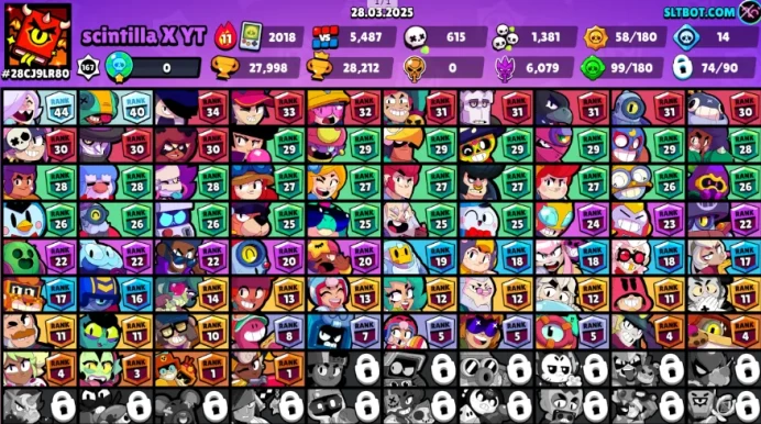 75 Brawler (9 legends): SPIKE + CROW + LEON + SANDY + AMBER + SURGE + CHESTER + CORDELIUS + DRACO 4205 Coins 25 Gems 27998 HT