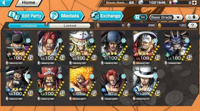 BR547-IOS+Android-Hyber 64+11 Ex(Kuzan+Lucci+Shank v4+Akainu+Roger+Kaido v2+Zoro+Kaido v3+White Beard+Shank v2)+Vip Medal+Many Bounty Fes Max