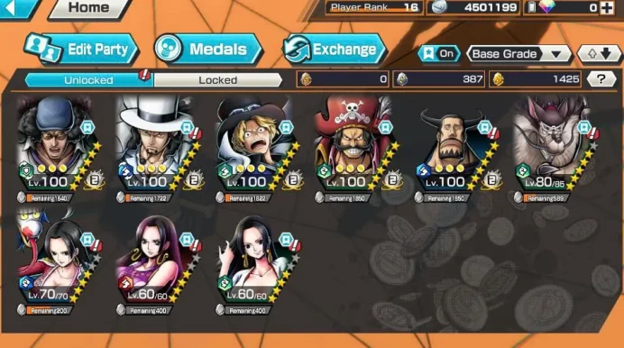BR549-IOS+Android-4 Ex Meta Max(Kuzan+Sabo+Lucci+Roger)+1.425 Fragment+Good Medal+Support 143%+Bluneo Max+S-Hawk+Koby+Shiryu V2+Medal Set 3 Boa