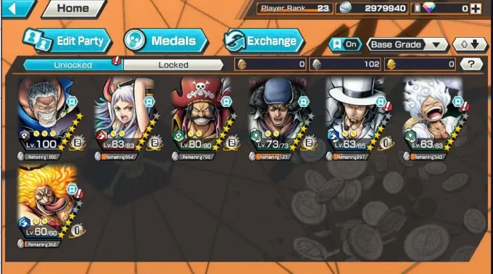 BR551-IOS+Android-7 Ex Meta(Garp Max+Kuzan+Lucci+Luffy Gear 5+Yamato+Roger)+Good Medal+Nice Items+Support 137%+Oden v2+Rayleigh+Egghead Sanji