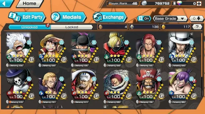 BR553-IOS+Android-Hyber 34+8 Ex Max 11k Power(Snake+Lucci+Gear 5+Akainu+Roger+Zoro+Shank v3+Luffy)+Vip Medal+Many Bounty Festival Max+Jabra Max
