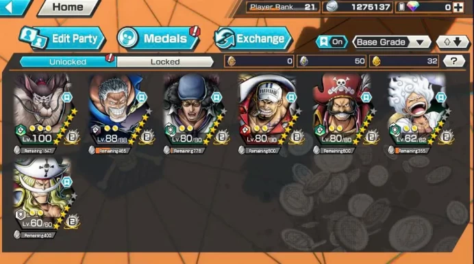 BR555-IOS+Android-6 Ex(Garp+Kuzan+Gear 5+Akainu+Roger)+Good Medal+Support 147%+Jabra Max+Kaku+Egghead Zoro+Egg Luffy+Shiryu V2+Sentomaru v2