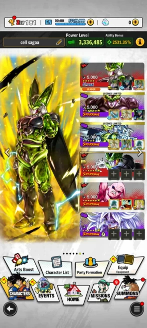 UL Cell+44 Legends (2 LF Fusion+GokuBardock 13s+Cell+Goku god 9s+new Vegeta 9s+Goku black+Goku ssj3+Nappa+vegito+Beast Gohan)Godly Equip, Z+(849