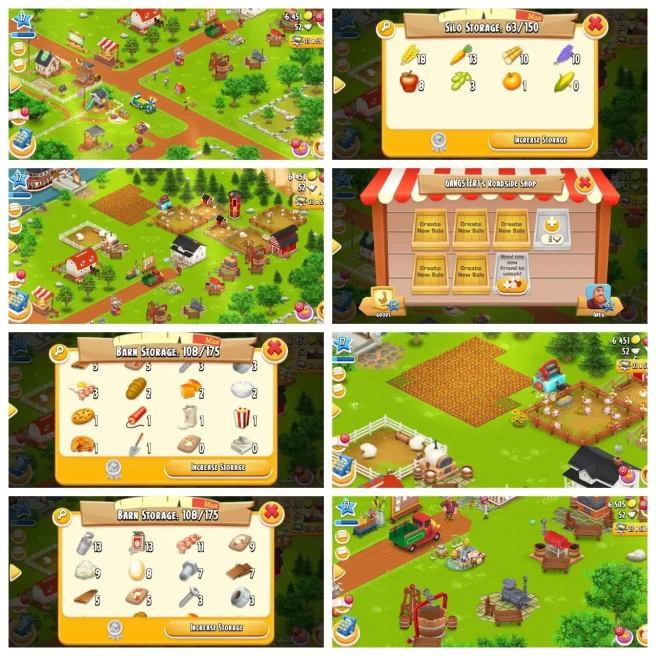 H4◆BEGINNER FARM◆FARM LEVEL 17◆BARN STORAGE: 175◆SILO STORAGE: 150◆52 GEMS