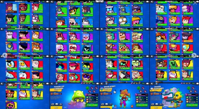 Tb1238  75 Brawlers  25.520 Trophy  62 Skins  6 Legends 25 Mythics 25 Epics 17 Gems 230 Blings 655 Gold Changeable E-mail