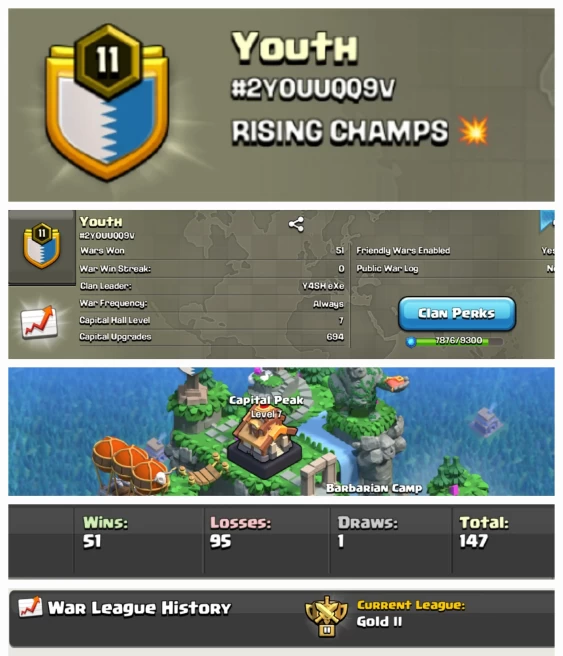 Youth !! LEVEL 11.9 !! CAPITAL PEAK 7 !! WIN 51 LOSS 95 !! GOLD LEAUGE 2 !! GOOD NAME !! AFFORDABLE !! FAST DELIVERY