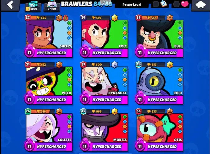 Mega Sale | 84 Brawlers | 34050 Trophies | 119 skin | 14 Maxed | True Silver Shelly | Pop Melody | Soveregn Rico | Godzilla Buzz |