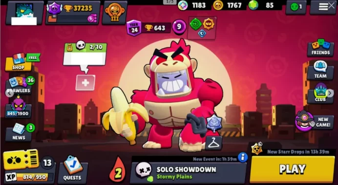 Tb1399  76 Brawlers  35.770 Trophy  62 Skins 9 Legends 85 Gems  22 Mythics 25 Epics 1.2k Blings 1.8k Gold Changeable E-mail