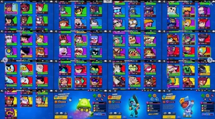 Tb1399  76 Brawlers  35.770 Trophy  62 Skins 9 Legends 85 Gems  22 Mythics 25 Epics 1.2k Blings 1.8k Gold Changeable E-mail
