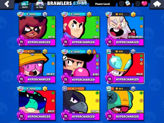 HOT Sale 87 Brawlers | 39217 Trophies | 185 skin | 15 Maxed | 16 Rank Max | Virus Charlie | Dasis Grom | Corsair Colt | Headless Rider STU