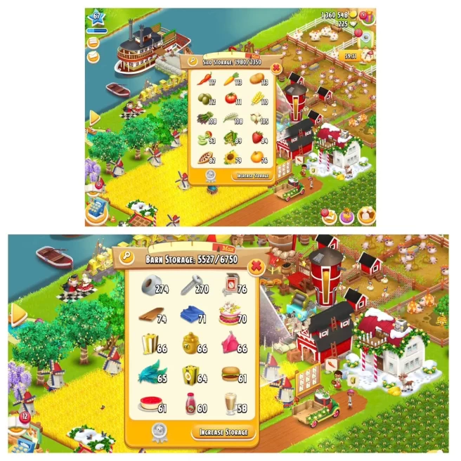Level 67 |  Barn Storage 6750 | Silo Storage 2350  | Coins 1M+ | Diamonds 225 |  Android & iOS -- Instant Delivery.