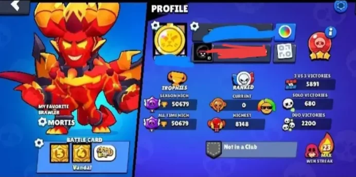DEMON MORTIS 50K+TROPHIES 25 MAXED BRAWLERS TOTAL [12 HYPERCHARGED] 86/87 PLAYERS UNLOCKED RARE FURIOUS FANG 150+ PREMIUM SKINS INSTANT DELIVERY